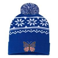 Butterfly Usa Us Flag American Beauty Butterfly Lover Funny Gift USA-Made Snowflake Beanie