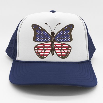 Butterfly Usa Us Flag American Beauty Butterfly Lover Funny Gift Trucker Hat