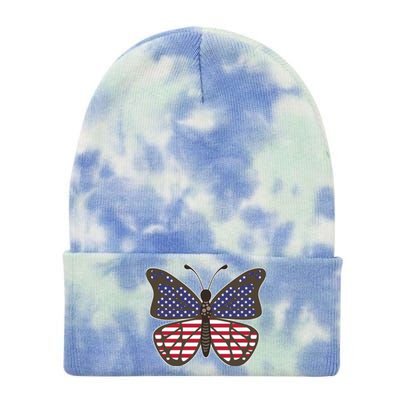 Butterfly Usa Us Flag American Beauty Butterfly Lover Funny Gift Tie Dye 12in Knit Beanie