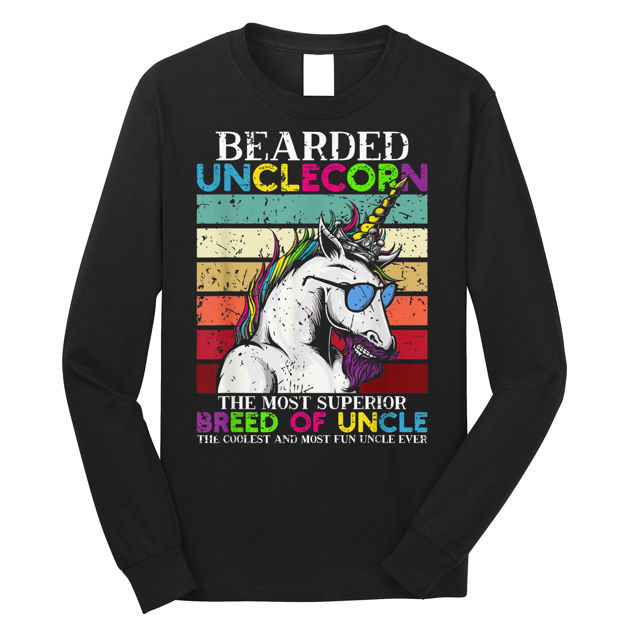Bearded Unclecorn Uncle Unicorn  Funny Long Sleeve Shirt