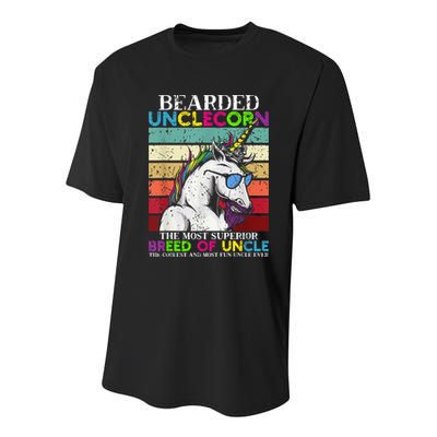 Bearded Unclecorn Uncle Unicorn  Funny Youth Performance Sprint T-Shirt
