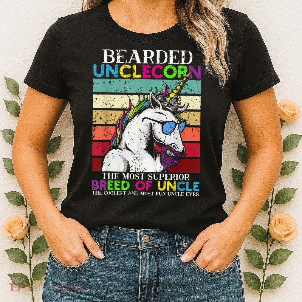 Bearded Unclecorn Uncle Unicorn  Funny Womens T-Shirt