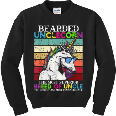 Bearded Unclecorn Uncle Unicorn  Funny Kids Sweatshirt