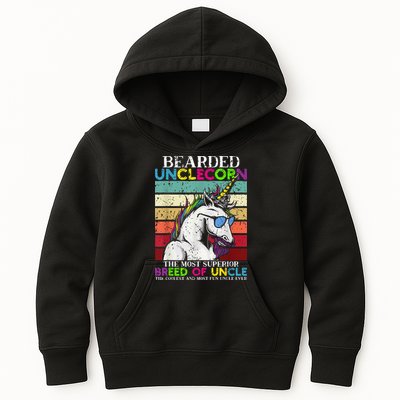 Bearded Unclecorn Uncle Unicorn  Funny Kids Hoodie