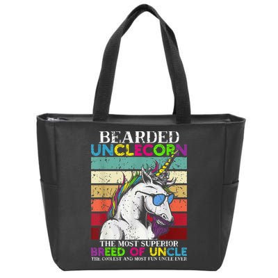 Bearded Unclecorn Uncle Unicorn  Funny Zip Tote Bag