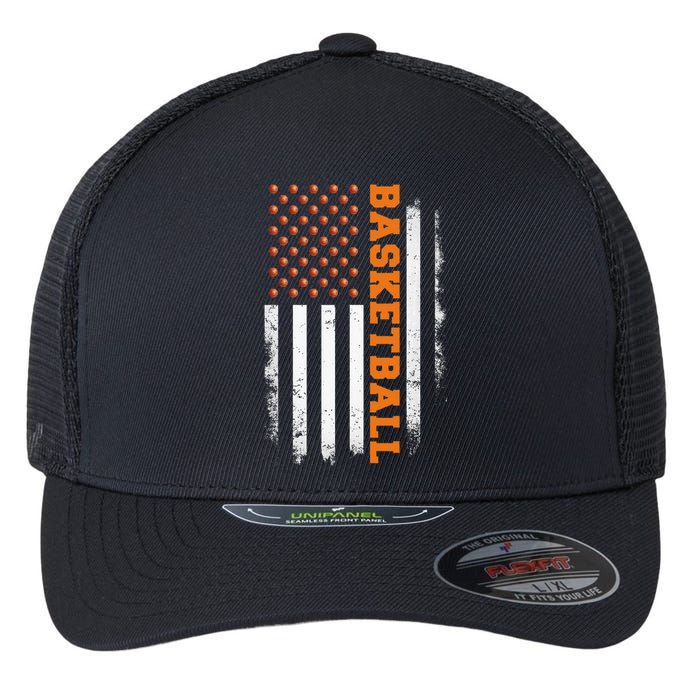 Basketball Usa Us Flag Basketball Flexfit Unipanel Trucker Cap