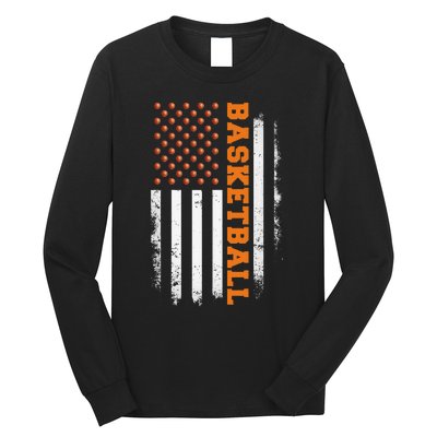 Basketball Usa Us Flag Long Sleeve Shirt