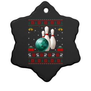 Bowling Ugly Xmas Sweater Lighting Santa Bowling Christmas Gift Ceramic Star Ornament