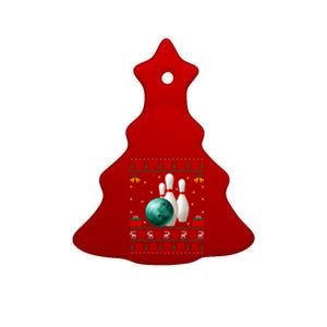 Bowling Ugly Xmas Sweater Lighting Santa Bowling Christmas Gift Ceramic Tree Ornament