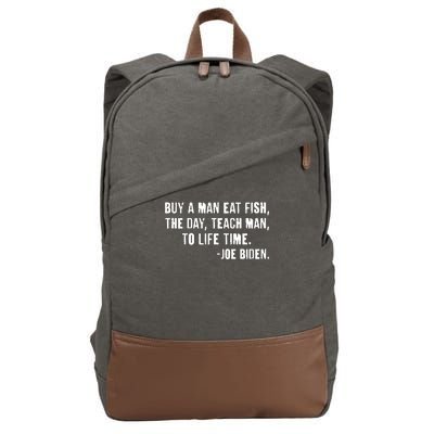 Buy A Man Eat Fish Joe Biden  Cotton Canvas Backpack