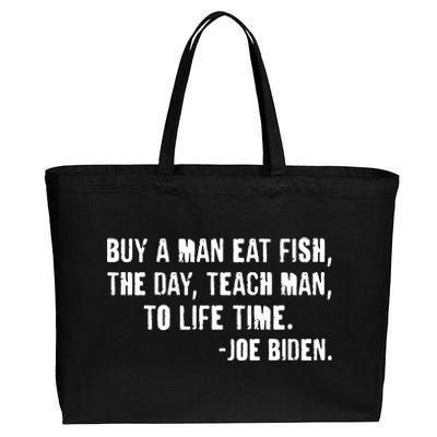 Buy A Man Eat Fish Joe Biden  Cotton Canvas Jumbo Tote