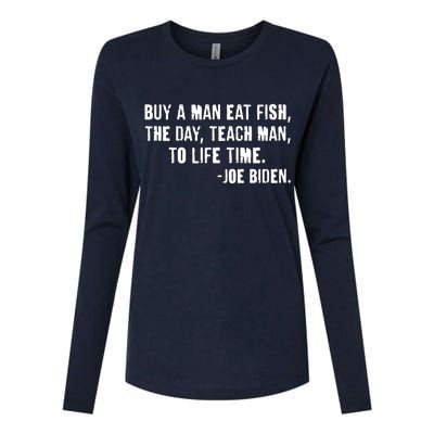 Buy A Man Eat Fish Joe Biden  Womens Cotton Relaxed Long Sleeve T-Shirt