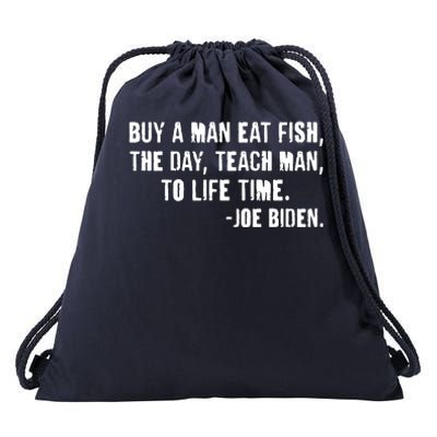 Buy A Man Eat Fish Joe Biden  Drawstring Bag