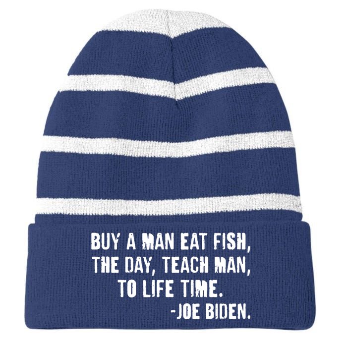 Buy A Man Eat Fish Joe Biden  Striped Beanie with Solid Band