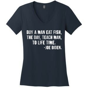 Buy A Man Eat Fish Joe Biden  Women's V-Neck T-Shirt