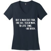 Buy A Man Eat Fish Joe Biden  Women's V-Neck T-Shirt