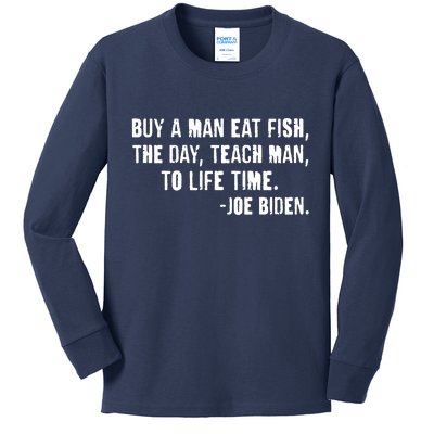 Buy A Man Eat Fish Joe Biden  Kids Long Sleeve Shirt