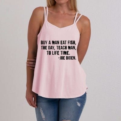 Buy A Man Eat Fish Joe Biden  Women's Strappy Tank