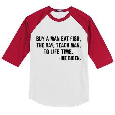 Buy A Man Eat Fish Joe Biden  Kids Colorblock Raglan Jersey