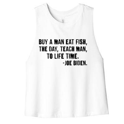 Buy A Man Eat Fish Joe Biden  Women's Racerback Cropped Tank