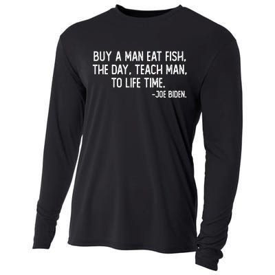 Buy A Man Eat Fish Joe Biden Scrambled Quote Cooling Performance Long Sleeve Crew