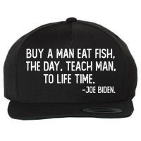 Buy A Man Eat Fish Joe Biden Scrambled Quote Wool Snapback Cap