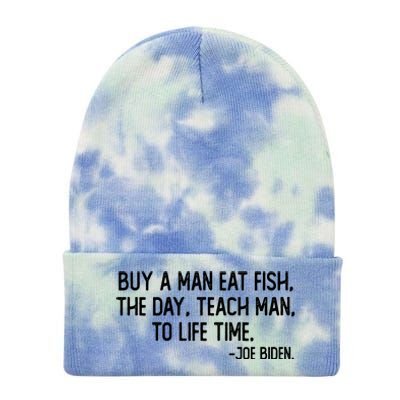 Buy A Man Eat Fish Joe Biden Scrambled Quote Tie Dye 12in Knit Beanie