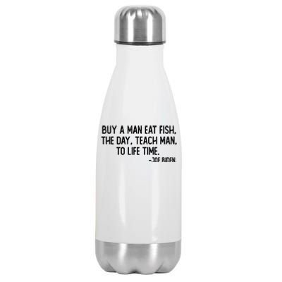 Buy A Man Eat Fish Joe Biden Scrambled Quote Stainless Steel Insulated Water Bottle