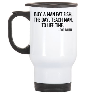 Buy A Man Eat Fish Joe Biden Scrambled Quote Stainless Steel Travel Mug