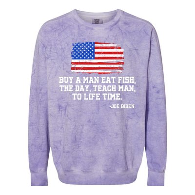 Buy A Man Eat Fish Joe Biden USA American Flag Colorblast Crewneck Sweatshirt