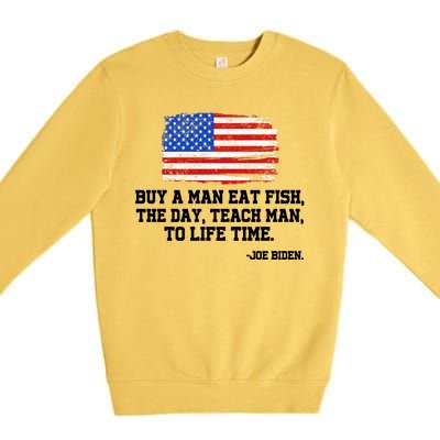 Buy A Man Eat Fish Joe Biden USA American Flag Premium Crewneck Sweatshirt