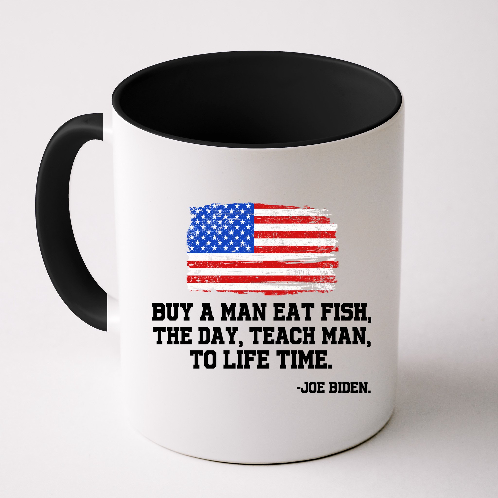 Buy A Man Eat Fish Joe Biden USA American Flag Mug