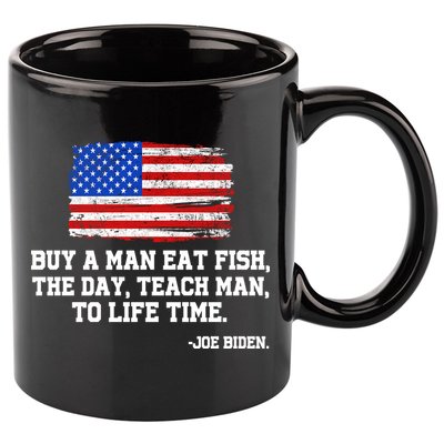 Buy A Man Eat Fish Joe Biden USA American Flag 11oz C Handle Ceramic Mug
