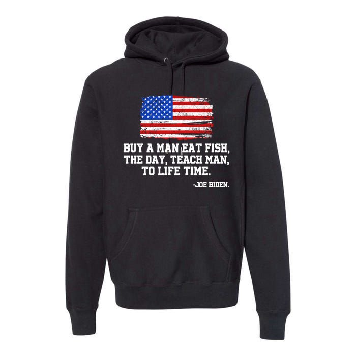 Buy A Man Eat Fish Joe Biden USA American Flag Premium Hoodie