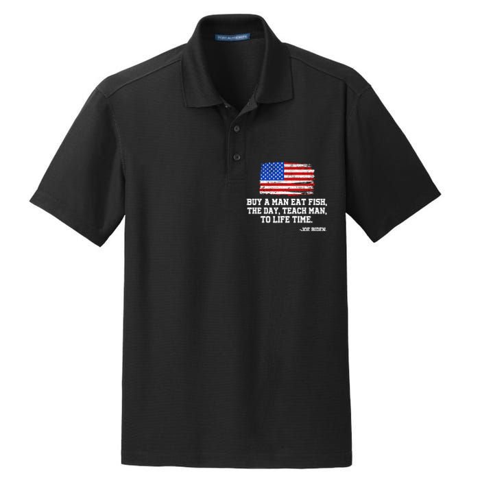 Buy A Man Eat Fish Joe Biden USA American Flag Dry Zone Grid Polo