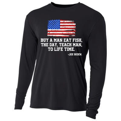 Buy A Man Eat Fish Joe Biden USA American Flag Cooling Performance Long Sleeve Crew