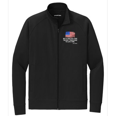 Buy A Man Eat Fish Joe Biden USA American Flag Stretch Full-Zip Cadet Jacket