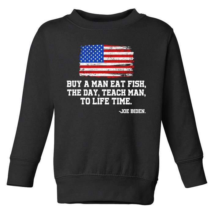 Buy A Man Eat Fish Joe Biden USA American Flag Toddler Sweatshirt