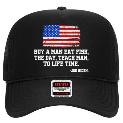Buy A Man Eat Fish Joe Biden USA American Flag Trucker Hat