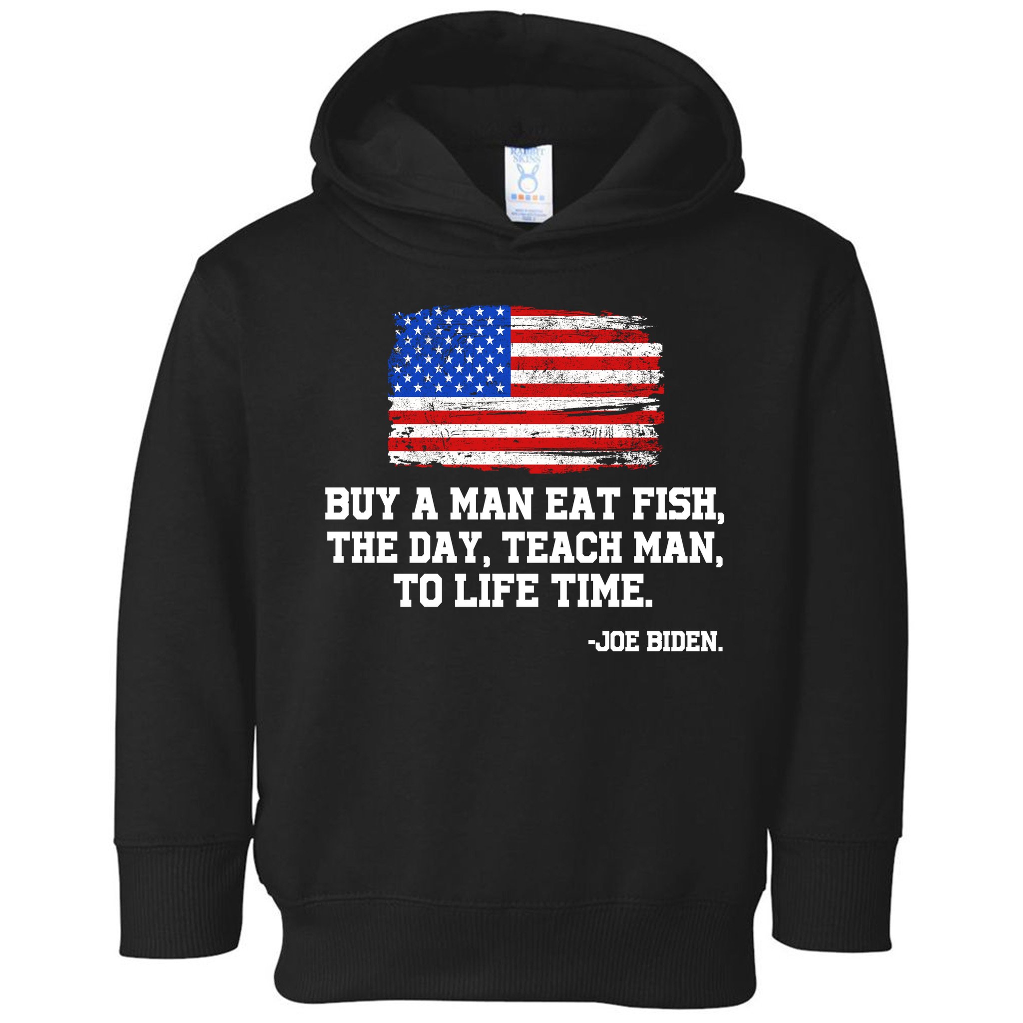 Buy A Man Eat Fish Joe Biden USA American Flag Toddler Hoodie