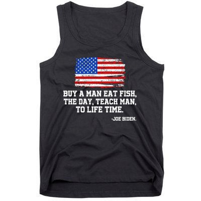 Buy A Man Eat Fish Joe Biden USA American Flag Tank Top