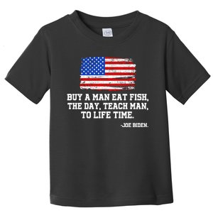 Buy A Man Eat Fish Joe Biden USA American Flag Toddler T-Shirt