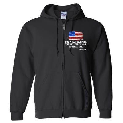 Buy A Man Eat Fish Joe Biden USA American Flag Full Zip Hoodie