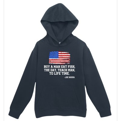 Buy A Man Eat Fish Joe Biden USA American Flag Urban Pullover Hoodie