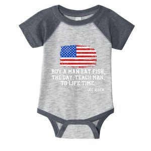 Buy A Man Eat Fish Joe Biden USA American Flag Infant Baby Jersey Bodysuit