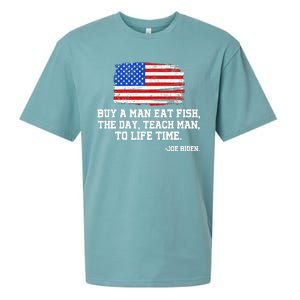 Buy A Man Eat Fish Joe Biden USA American Flag Sueded Cloud Jersey T-Shirt