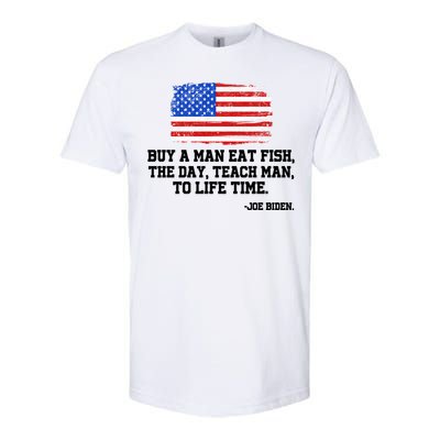 Buy A Man Eat Fish Joe Biden USA American Flag Softstyle CVC T-Shirt