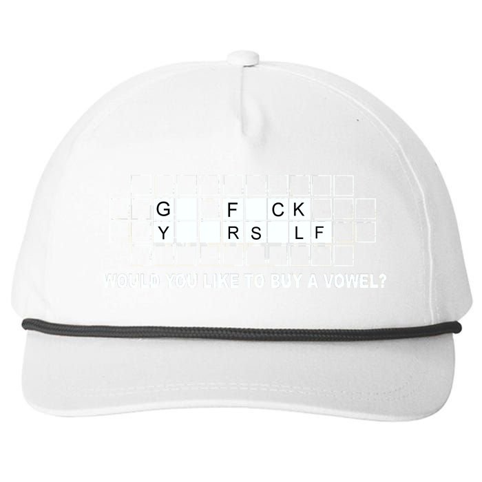 Buy A Vowel Go Fuck Yourself Funny Snapback Five-Panel Rope Hat