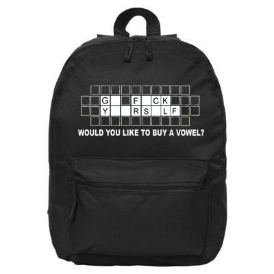 Buy A Vowel Go Fuck Yourself Funny 16 in Basic Backpack