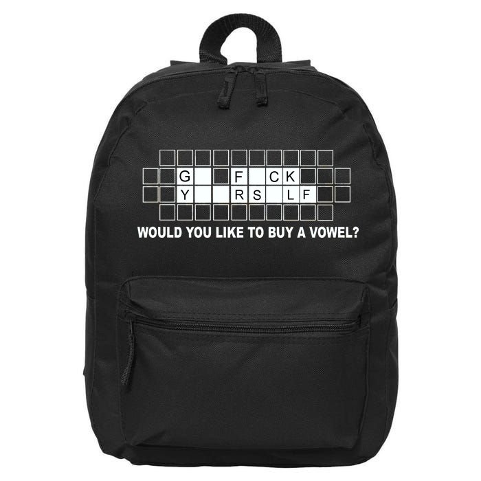 Buy A Vowel Go Fuck Yourself Funny 16 in Basic Backpack